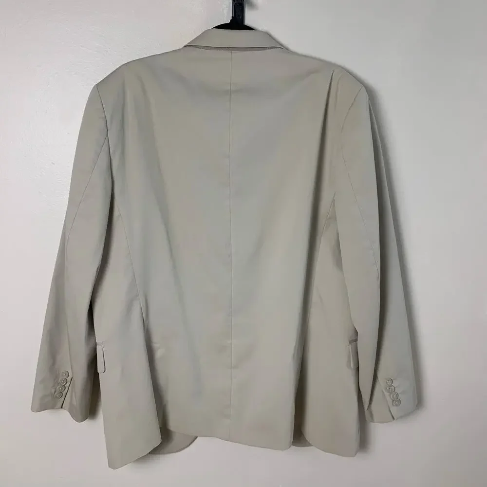 Calvin Klein Size L Lightweight Men's Sport Coat Blazer Jacket Beige Cotton